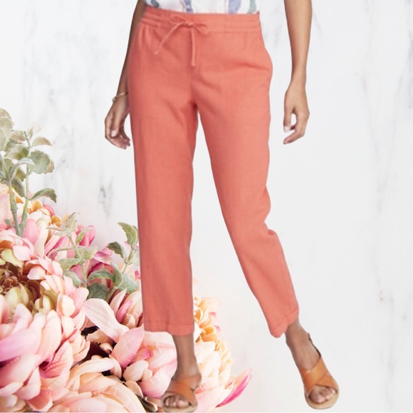 Chadwicks Peach 100% Linen Pants Sz 16 - Picture 1 of 9